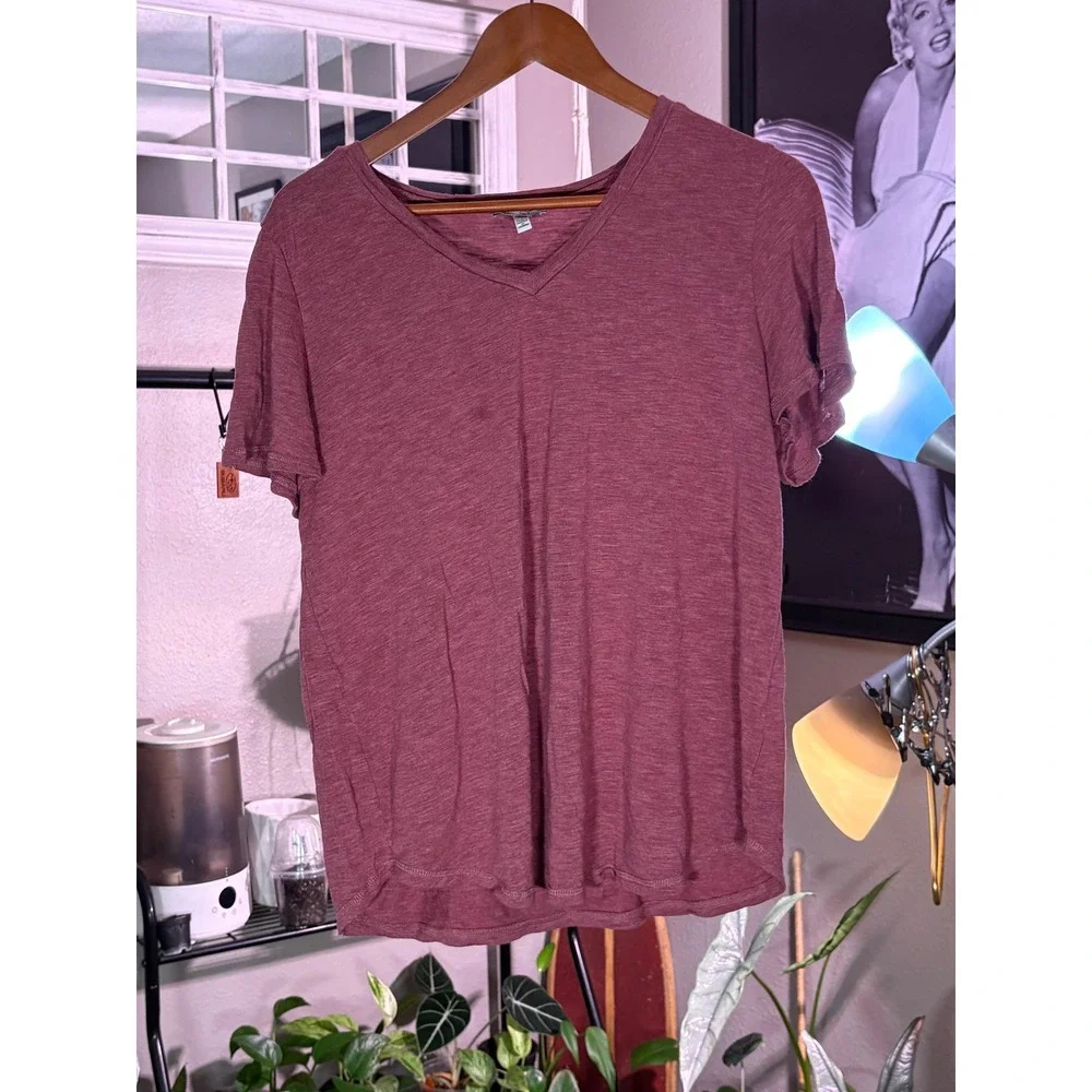 Jessica Simpson V-Neck Tee Women XL‎ Pink Heathered Short Sleeve Relaxed Soft